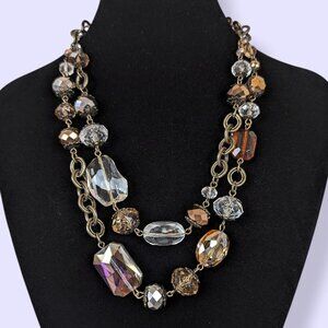 2-Strand Crystal, Glass, & Brass Necklace